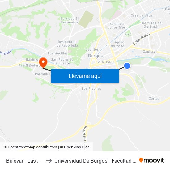 Bulevar - Las Veguillas to Universidad De Burgos - Facultad De Económicas map