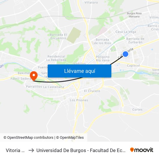 Vitoria 182 to Universidad De Burgos - Facultad De Económicas map