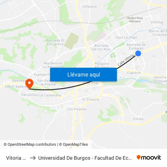 Vitoria 255 to Universidad De Burgos - Facultad De Económicas map