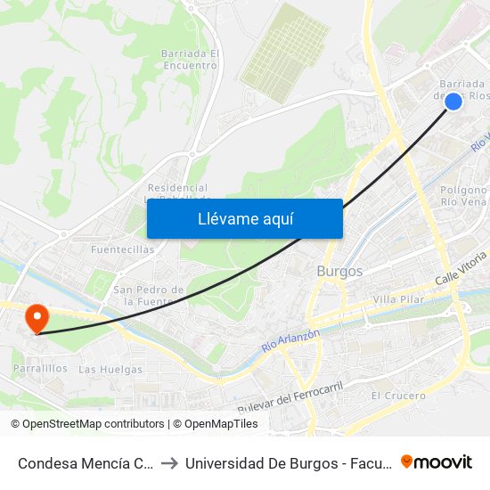Condesa Mencía Calle La Iglesia to Universidad De Burgos - Facultad De Económicas map