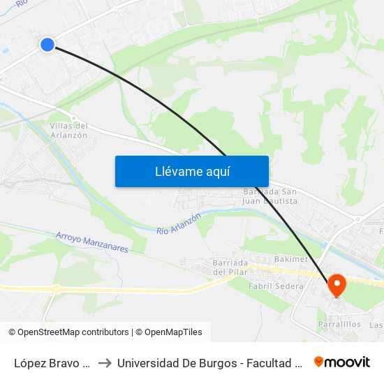 López Bravo Incarsa to Universidad De Burgos - Facultad De Económicas map