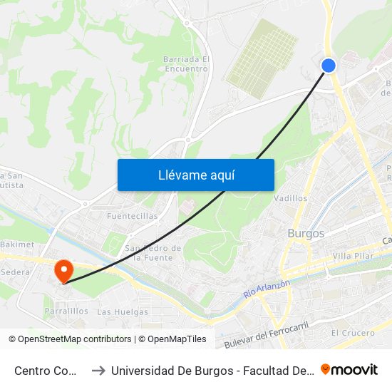 Centro Comercial to Universidad De Burgos - Facultad De Económicas map