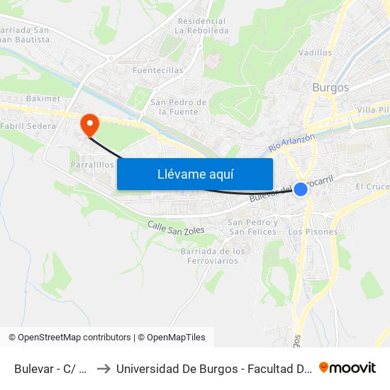 Bulevar - Madrid to Universidad De Burgos - Facultad De Económicas map