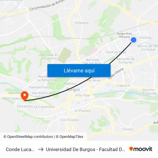 Conde Lucanor 80 to Universidad De Burgos - Facultad De Económicas map