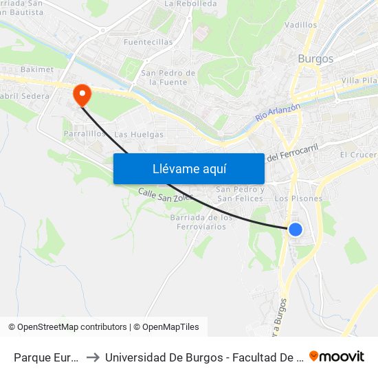 Parque Europa 9 to Universidad De Burgos - Facultad De Económicas map