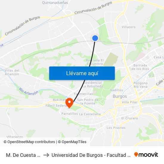 M. De Cuesta Urría 10 to Universidad De Burgos - Facultad De Económicas map
