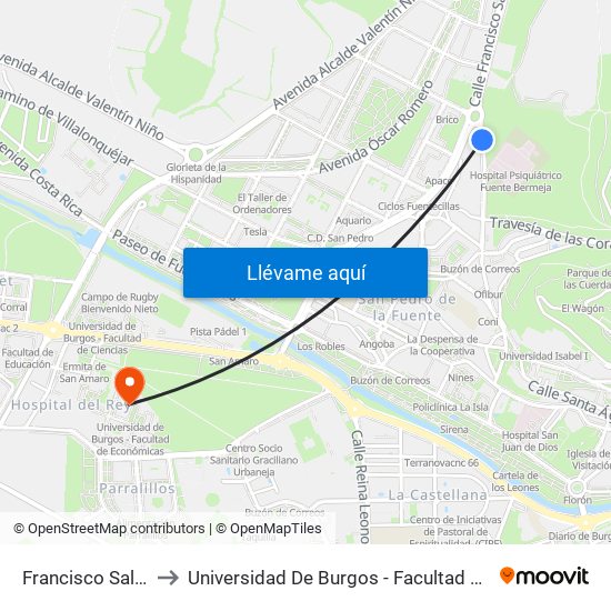 Francisco Salinas 83 to Universidad De Burgos - Facultad De Económicas map
