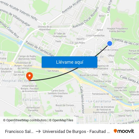 Francisco Salinas 49 to Universidad De Burgos - Facultad De Económicas map
