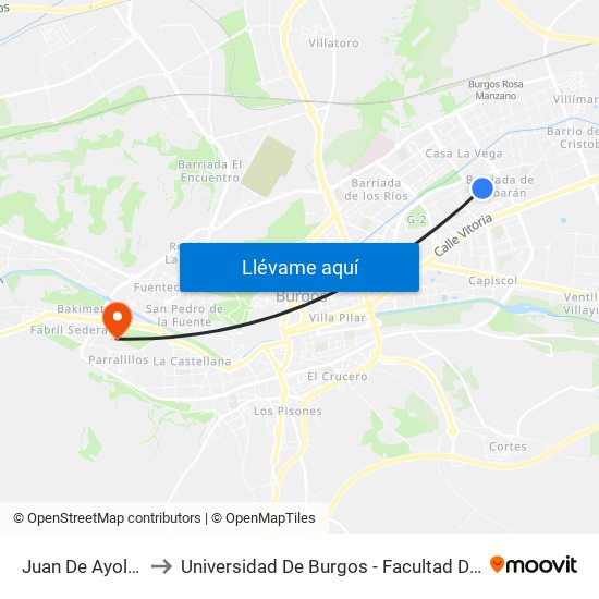 Juan De Ayolas 120 to Universidad De Burgos - Facultad De Económicas map