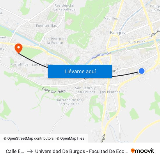 Calle Ebro to Universidad De Burgos - Facultad De Económicas map