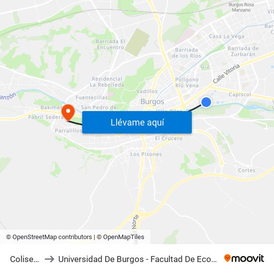 Coliseum to Universidad De Burgos - Facultad De Económicas map