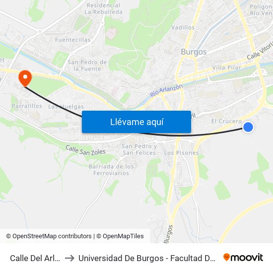 Calle Del Arlanzón to Universidad De Burgos - Facultad De Económicas map