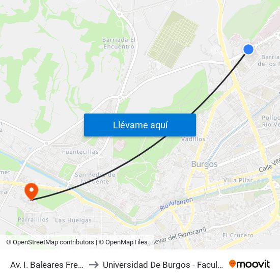 Av. I. Baleares Frente Maristas to Universidad De Burgos - Facultad De Económicas map