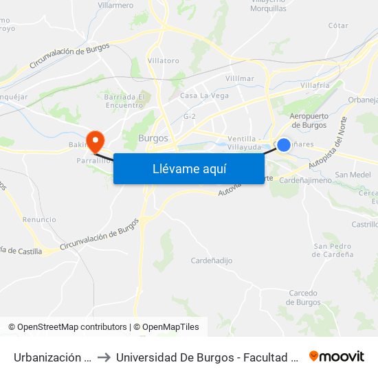 Urbanización El Soto to Universidad De Burgos - Facultad De Económicas map