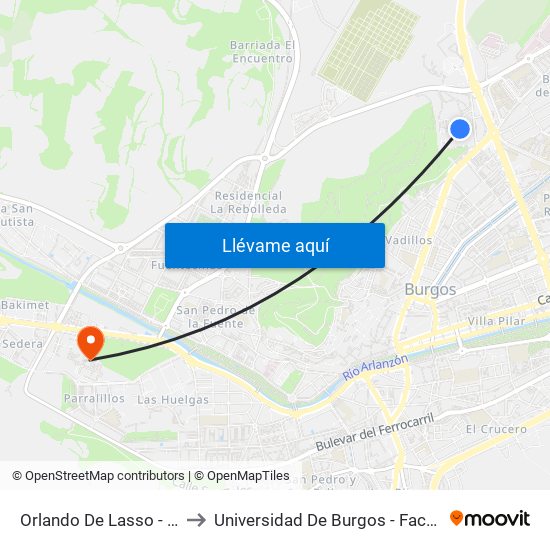 Orlando De Lasso - T.L. De Victoria to Universidad De Burgos - Facultad De Económicas map