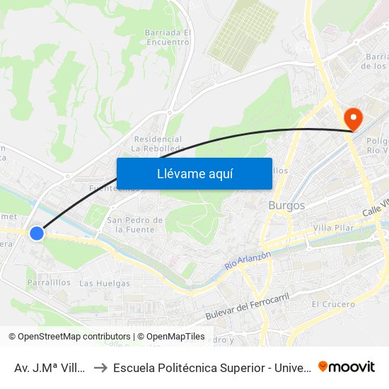 Av. J.Mª Villacián Químicas to Escuela Politécnica Superior - Universidad De Burgos - Campus Río Vena map