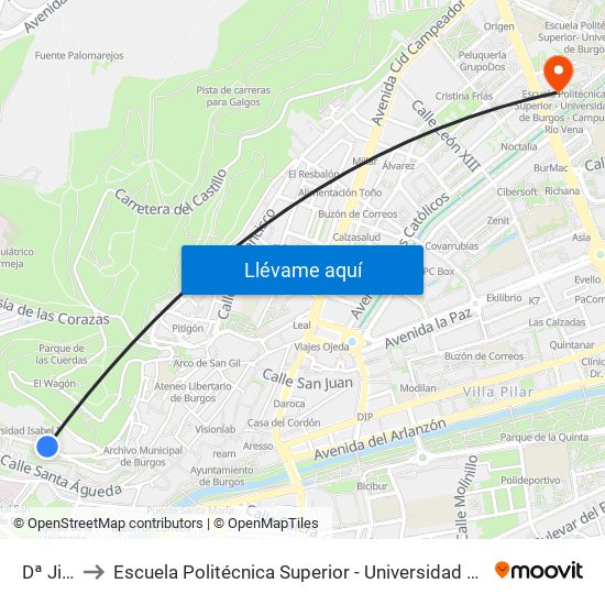 Dª Jimena to Escuela Politécnica Superior - Universidad De Burgos - Campus Río Vena map