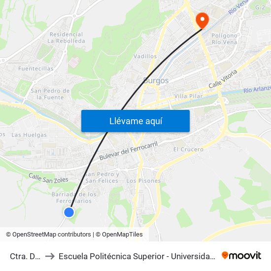 Ctra. De Arcos to Escuela Politécnica Superior - Universidad De Burgos - Campus Río Vena map