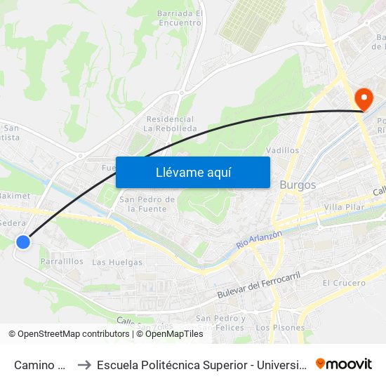 Camino Villargamar to Escuela Politécnica Superior - Universidad De Burgos - Campus Río Vena map