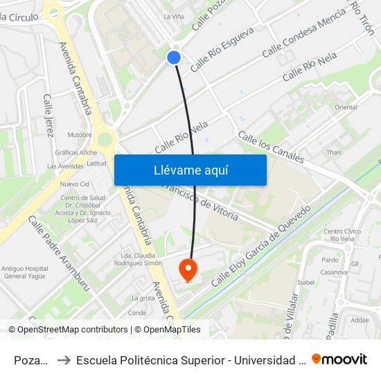 Pozanos 32 to Escuela Politécnica Superior - Universidad De Burgos - Campus Río Vena map