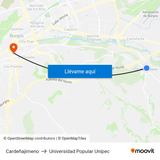 Cardeñajimeno to Universidad Popular Unipec map