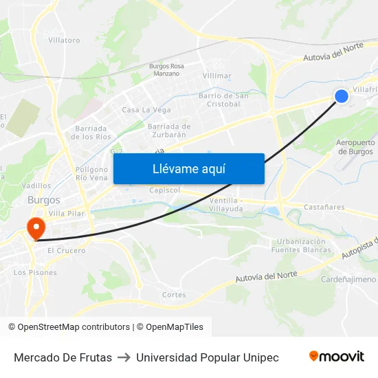 Mercado De Frutas to Universidad Popular Unipec map