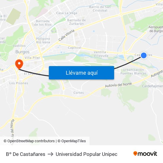 Bº De Castañares to Universidad Popular Unipec map