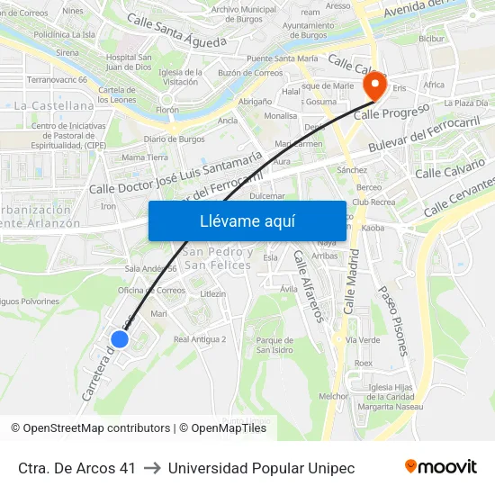 Ctra. De Arcos 41 to Universidad Popular Unipec map