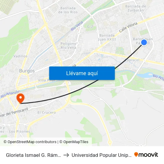 Glorieta Ismael G. Rámila to Universidad Popular Unipec map