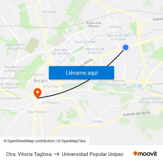 Ctra. Vitoria Taglosa to Universidad Popular Unipec map