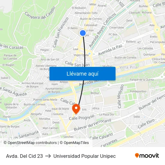 Avda. Del Cid 23 to Universidad Popular Unipec map
