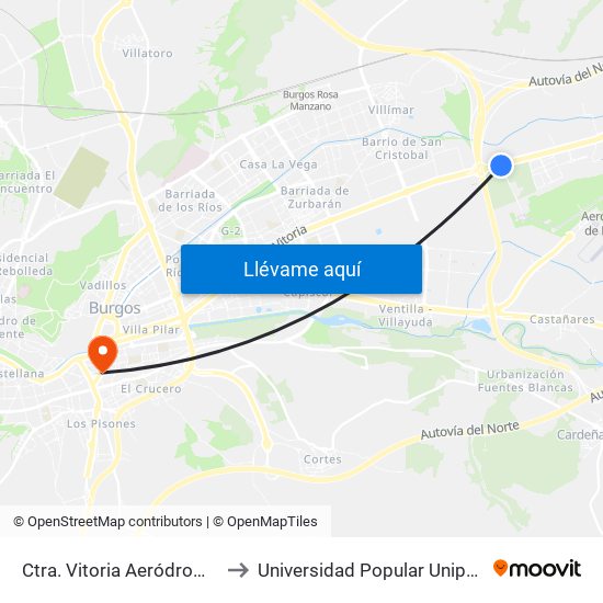 Ctra. Vitoria Aeródromo to Universidad Popular Unipec map