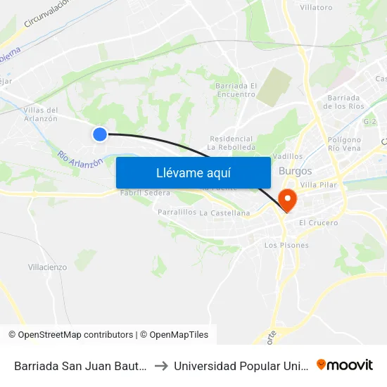 Barriada San Juan Bautista to Universidad Popular Unipec map
