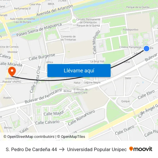 S. Pedro De Cardeña 44 to Universidad Popular Unipec map