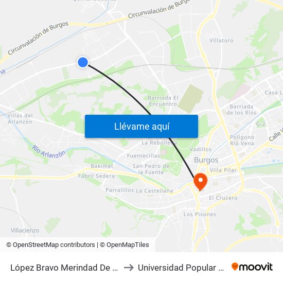 López Bravo Merindad De Montija to Universidad Popular Unipec map