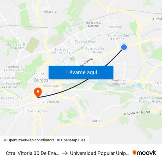 Ctra. Vitoria 30 De Enero to Universidad Popular Unipec map