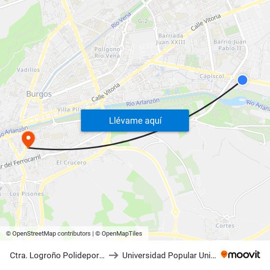 Ctra. Logroño Polideportivo to Universidad Popular Unipec map