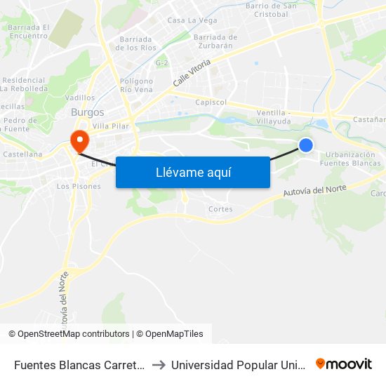 Fuentes Blancas Carretera to Universidad Popular Unipec map