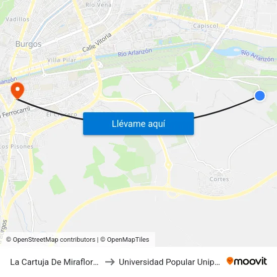 La Cartuja De Miraflores to Universidad Popular Unipec map