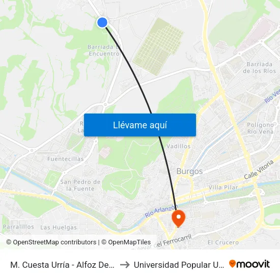 M. Cuesta Urría - Alfoz De Bricia to Universidad Popular Unipec map