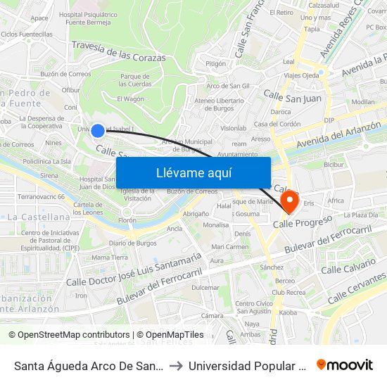 Santa Águeda Arco De San Martín to Universidad Popular Unipec map