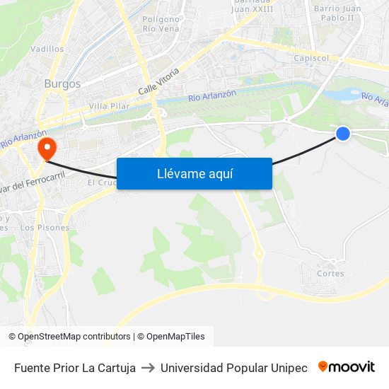 Fuente Prior La Cartuja to Universidad Popular Unipec map