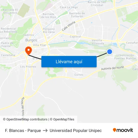 F. Blancas - Parque to Universidad Popular Unipec map