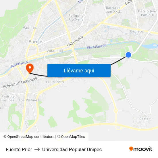 Fuente Prior to Universidad Popular Unipec map