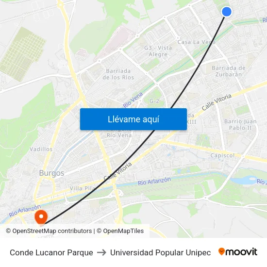 Conde Lucanor Parque to Universidad Popular Unipec map