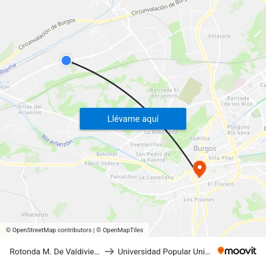 Rotonda M. De Valdivielso to Universidad Popular Unipec map