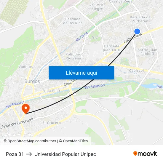 Poza 31 to Universidad Popular Unipec map