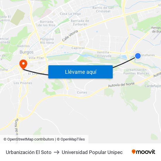 Urbanización El Soto to Universidad Popular Unipec map