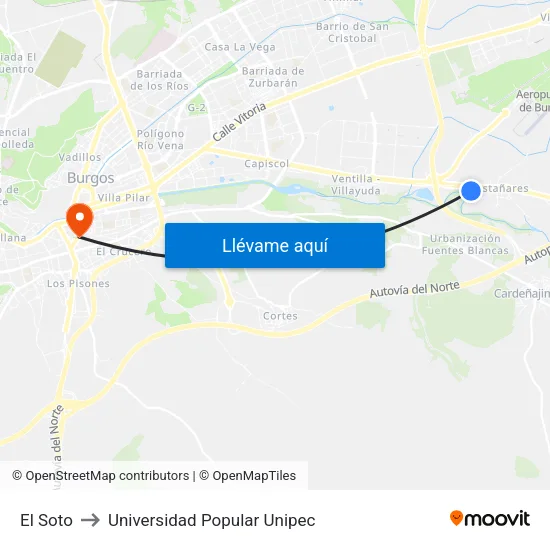 El Soto to Universidad Popular Unipec map