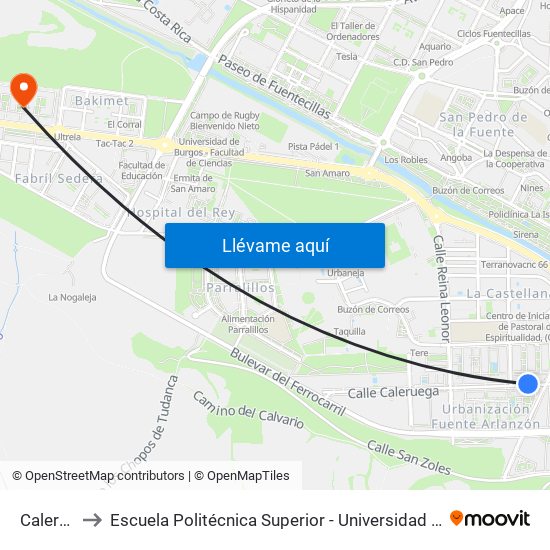 Caleruega 5 to Escuela Politécnica Superior - Universidad De Burgos - Campus Milanera map